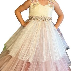 Little Girls Pageant Dress Flower Girl Dress Formal Dress Ombre pink to cream